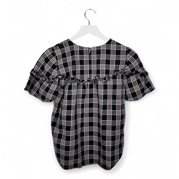 MADEWELL Ruffle-Yoke Top in Metallic Plaid - Size XS - Picture 6 of 10